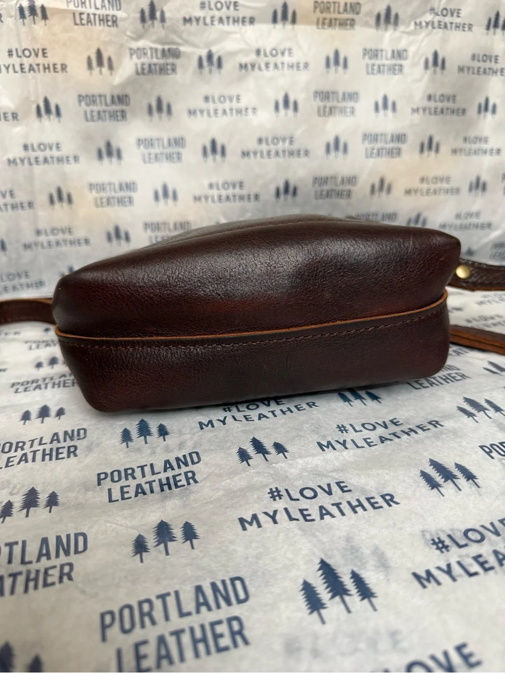 Portland Leather MESA Cold Brew Crossbody Zip Top Bag Purse Dark Brown Pebbled